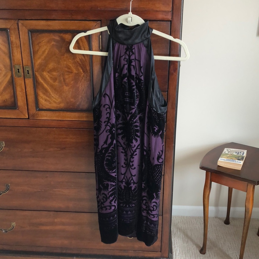 Max Studio Purple and Black Velvet Dress Size L